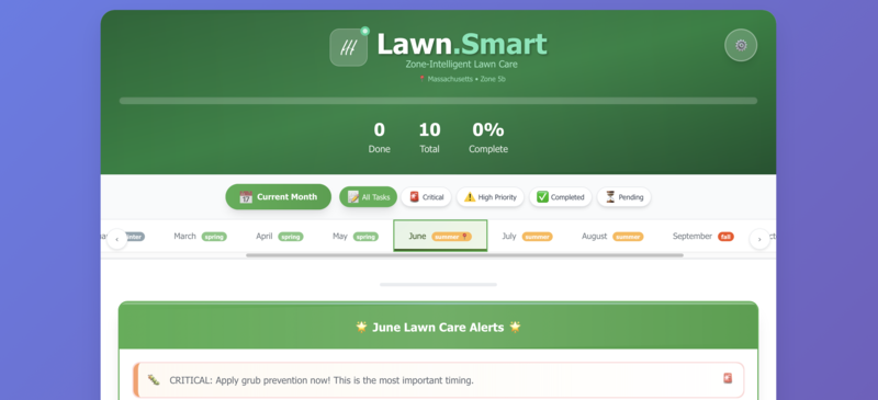 Screenshot of Lawn.Smart - USDA Zone-Intelligent Lawn Care project